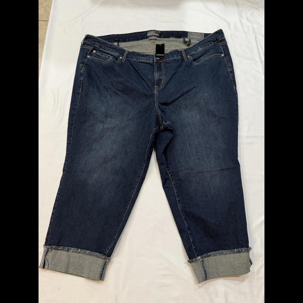 Torrid Premium Jeans Womens Plus Size 20 Crop Boyfriend Dark Wash Blue Jeans NEW